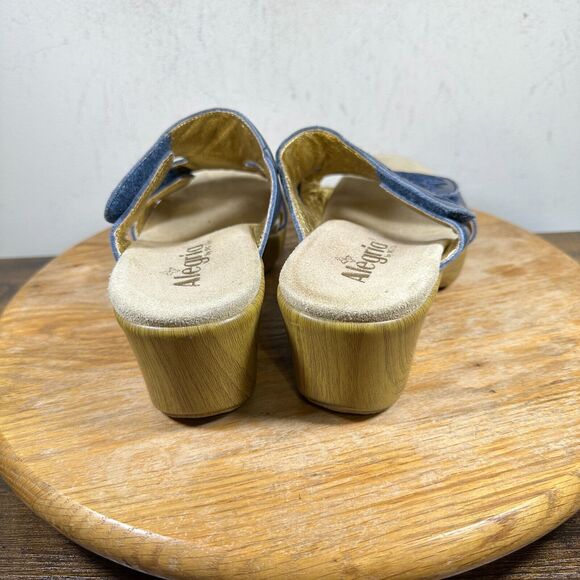 Alegria Leather Embroidered Wedge Sandal Navy LIN-622N Shoes Women’s Size 8.5‎ - Picture 4 of 8